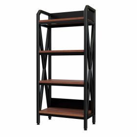 56.30'' Bakers Rack 4-Level Storage Shelves Mental and Wooden Kitchen Shelves, Kitchen Organizers and Storage, for Garage, Pantry, Bathroom