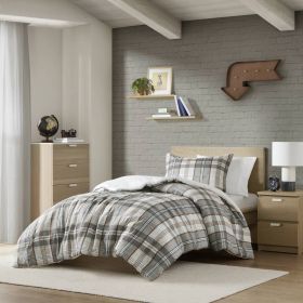 3PCS Full/Queen Plaid Duvet Cover Set