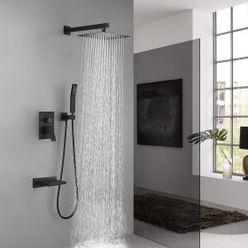 Wall Mounted Bathroom Rain Shower System Set with 10" Rain Shower Head, Handheld Shower and Tub Spout
