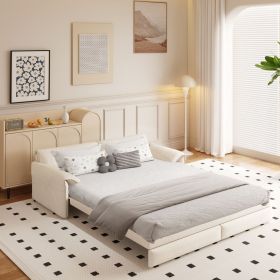 66" Queen Pull Out Sofa Bed, 3-in-1 Convertible Sleeper Sofa with Side Storage,Multi-Functional Velvet Loveseat Bed for Living Room,Bedroom,Apartment