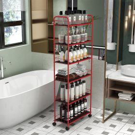 6 Tier Slim Rolling Storage Cart,10"Mobile Shelving Unit with Wheels