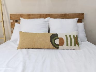 HANDLOOM Woven Long Lumbar Pillow cover | 14x40 inches Long pillow | Bedding decorative long Pillowcase