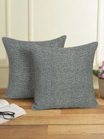GRAY Hand Woven Pillow Cover | Soft Wool Textured Woven Cushion Cover | 18x18 inches Decorative Pillowcase