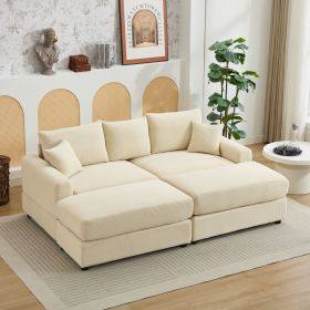 Modern Sectional Couch , 2 Pieces Corduroy Couch Cushion Covers , Soft Stretch Sofa Slipcovers with 2pcs Pillows