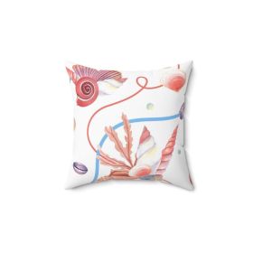 Decorative Throw Pillow Cover, Beach Seashell Coral Pattern