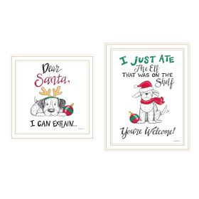 Trendy Decor 4U 2- Piece Vignette Dear Santa, I Can Explain White Framed Wall Art for Living Room, Bedroom Wall Art Print for Home Decor by Deb Strain