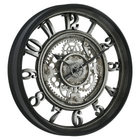 20" Indoor Rustic Metal Arabic Moving Gear Analog Wall Clock