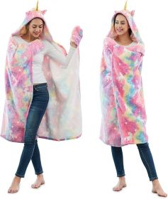 Unicorn Wearable Hooded Blanket for Adult, Super Soft Warm Cozy Plush Fleece Sherpa Hoodie, Perfect Gifts
