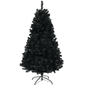 HOMCOM 6ft Tall Artificial Christmas Tree Unlit Xmas Tree With Branch Tips  Auto Open, Steel Base, Holiday Decor For Home Office, Black (Option: As Pic)