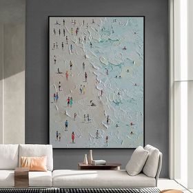 Hand painting Beach Scenery Oil Paintings On Canvas Wall Art Decoration Modern Abstract Picture Luxury Home Decor (size: 60X90cm)
