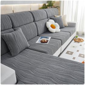 Jacquard velvet full set sofa cover, new fabric, sofa special anti slip sticker, sofa cover, backrest cover, towel (Color: Water Lotus Dark Grey, size: 2XL+)