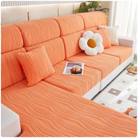 Jacquard velvet full set sofa cover, new fabric, sofa special anti slip sticker, sofa cover, backrest cover, towel (Color: Water Lotus Orange yellow, size: Headrest S)