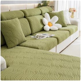 Jacquard velvet full set sofa cover, new fabric, sofa special anti slip sticker, sofa cover, backrest cover, towel (Color: Ximan Matcha Green, size: Pillow cover 45 * 45cm)