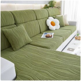 Jacquard velvet full set sofa cover, new fabric, sofa special anti slip sticker, sofa cover, backrest cover, towel (Color: Water Lotus Grass Green, size: Headrest S)