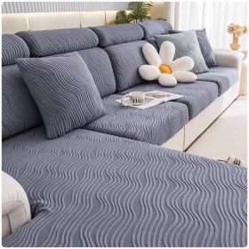 Jacquard velvet full set sofa cover, new fabric, sofa special anti slip sticker, sofa cover, backrest cover, towel (Color: Ximan Dark Grey, size: S+)