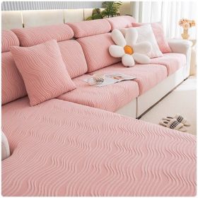 Jacquard velvet full set sofa cover, new fabric, sofa special anti slip sticker, sofa cover, backrest cover, towel (Color: Ximan Rose Powder, size: 2XL+)
