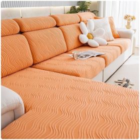 Jacquard velvet full set sofa cover, new fabric, sofa special anti slip sticker, sofa cover, backrest cover, towel (Color: Ximan Premium Orange, size: Headrest S)