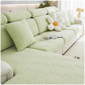Jacquard velvet full set sofa cover, new fabric, sofa special anti slip sticker, sofa cover, backrest cover, towel (Color: Ximan Mint Green, size: Backrest M)