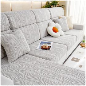 Jacquard velvet full set sofa cover, new fabric, sofa special anti slip sticker, sofa cover, backrest cover, towel (Color: Water Lotus Light Grey, size: Headrest S)