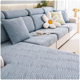 Jacquard velvet full set sofa cover, new fabric, sofa special anti slip sticker, sofa cover, backrest cover, towel (Color: Ximan Sky Blue, size: L+)