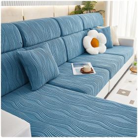 Jacquard velvet full set sofa cover, new fabric, sofa special anti slip sticker, sofa cover, backrest cover, towel (Color: Water Lotus Sky Blue, size: S+)