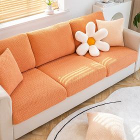 Shake fleece sofa cover, all inclusive universal cover, lazy elastic sofa cover, all season universal anti cat scratch sofa cover (Color: Jingmi Orange, size: 2XL+)