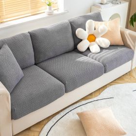 Shake fleece sofa cover, all inclusive universal cover, lazy elastic sofa cover, all season universal anti cat scratch sofa cover (Color: Jingmi Light Grey, size: L)