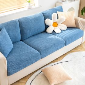 Shake fleece sofa cover, all inclusive universal cover, lazy elastic sofa cover, all season universal anti cat scratch sofa cover (Color: Jingmi Lake Blue, size: Pillow cover 45 * 45cm)