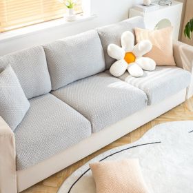 Shake fleece sofa cover, all inclusive universal cover, lazy elastic sofa cover, all season universal anti cat scratch sofa cover (Color: Jingmi Grey White, size: M+)