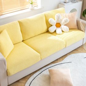 Shake fleece sofa cover, all inclusive universal cover, lazy elastic sofa cover, all season universal anti cat scratch sofa cover (Color: Jingmi Yellow, size: S+)