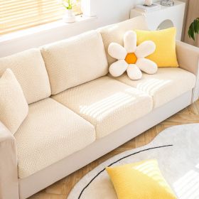 Shake fleece sofa cover, all inclusive universal cover, lazy elastic sofa cover, all season universal anti cat scratch sofa cover (Color: Jingmi Beige, size: Backrest S)