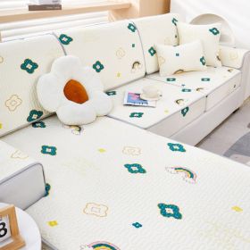 Summer latex ice silk sofa cover, all inclusive, universal cover, cat proof and scratch resistant sofa cover, universal cool mat, seat cushion (Color: Flowering Rainbow, size: 60*180)