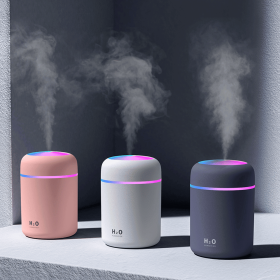 Portable Air Humidifier Aroma Essential Oil Diffuser for Car Home (Primary Colour: Pink)