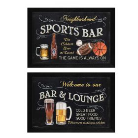 "Sports Bar Collection" 2-Piece Vignette By Debbie DeWitt, Printed Wall Art, Ready To Hang Framed Poster, Black Frame (Color: as Pic)