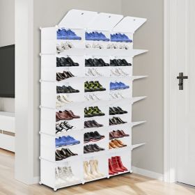 12-Tier Portable 72 Pair Shoe Rack Organizer 36 Grids Tower Shelf Storage Cabinet Stand Expandable for Heels Boots Slippers Black (Color: White)