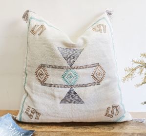 MONDAY Sabra silk inspired pillow cover Embroidered pillow cover 20x20 Pillowcase (Color: Pack of 1)