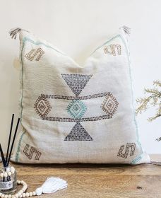 MONDAY Sabra silk inspired pillow cover Embroidered pillow cover 20x20 Pillowcase (Color: Pack of 2)